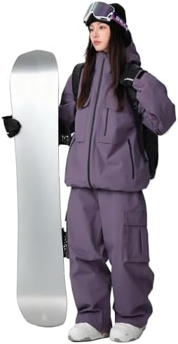 Women's Baggy Snow Snowboard Pants Loose Fit Cargo Ski Pants Bibs Insulated