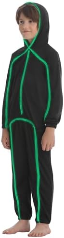 Vanderdyken Stick Figure Costume Kids Light up Stickman Costume Glow in the Dark Halloween Outfit for Boys and Girls