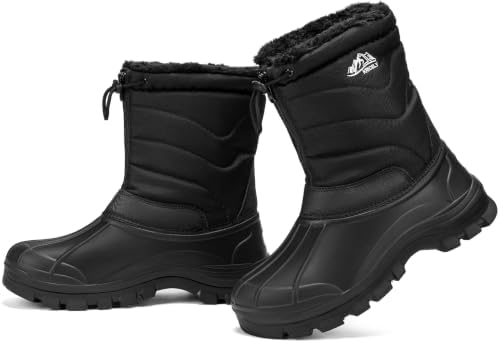 Kricely Mens Winter Boots Waterproof Snow Boots Slip On with Front Zipper