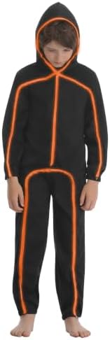 Vanderdyken Stick Figure Costume Kids Light up Stickman Costume Glow in the Dark Halloween Outfit for Boys and Girls