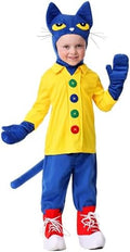 Pete the Cat Costume for Toddlers, Blue Cat Jumpsuit, Children's Storybook Character for Dress-Up & Halloween