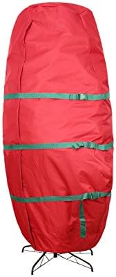 Sattiyrch Upright Christmas Tree Storage Bag,Fits Up to 7.5 ft Tall Artificial Tree,Heavy Duty 600D Canvas Red Christmas Tree Storage Container with Sleek Zipper and Durable Handles (7.5 FT)
