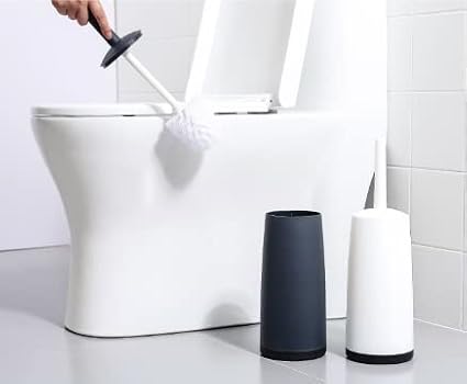 Toilet Brush and Holder, Toilet Bowl Brush with Handle, Hidden Toilet Brush, Scrubbing Bristles for Bathroom or Bathroom Cleaning (Color : White) (White)