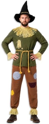 8 Pcs Scarecrow Costume Men Deluxe Adult Halloween Scarecrow Costume