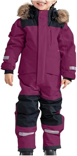 YRAETENM Snow Suit for Kids Boys Girls One Piece Snowsuit Girls and Boys Waterproof Insulated Winter Jumpsuit Coveralls