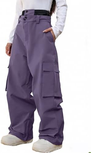 Women's Baggy Snow Snowboard Pants Loose Fit Cargo Ski Pants Bibs Insulated