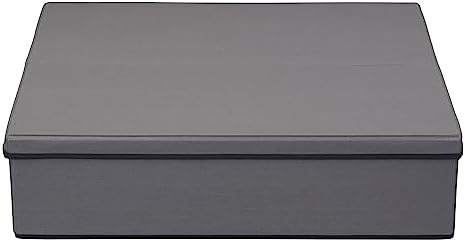 Household Essentials Wreath Storage Container Box with Handles, Sturdy Fabric‑Covered Sides for 24‑Inch Wreath, Gray with Charcoal Trim