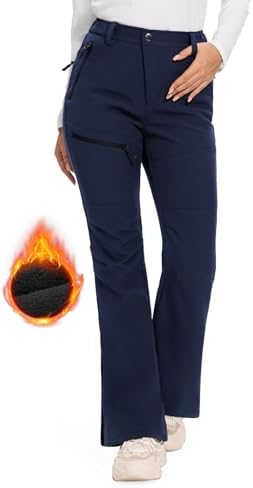 Hiauspor Women's Snow Ski Pants：Fleece Lined Water Resistant Warm Flare