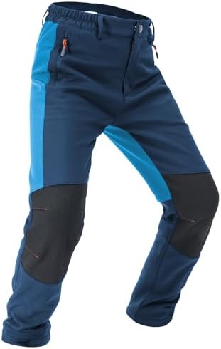 Boys Snow Pants Kids Fleece Lined Thermal Winter Hiking Pants Waterproof Softshell Elastic Waist Outdoor Cold Weather