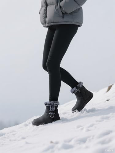 TEMOFON Women Snow Boots Waterproof: Fur Lined Warm Winter Ankle Booties