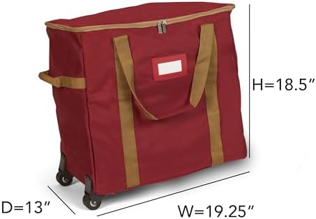 Covermates Rolling Adjustable Ornament Storage Bag, 19.25"W x 13"D x 18.5"H