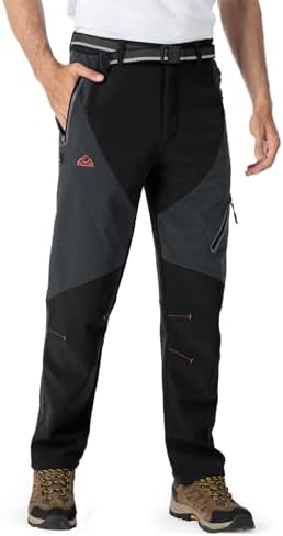 YSENTO Men's Snow Pants Fleece Lined Hiking Ski Winter Insulated Utility Work