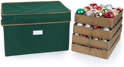 Covermates Adjustable Ornament Storage Box, 19.25"W x 13"D x 12.5"H, Green