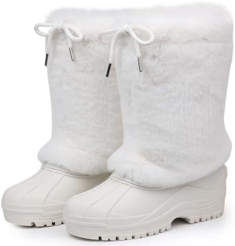 Waterfproof Snow Boots for Women Furry Fuzzy Faux Fur Duck Boots