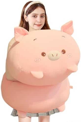 ELAINREN Giant Fluffy Pig Plush Body Pillow/23.6''