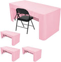 HolidayIdeas 4-Pack 6ft Open Back Fitted Tablecloths for Craft Shows Pink