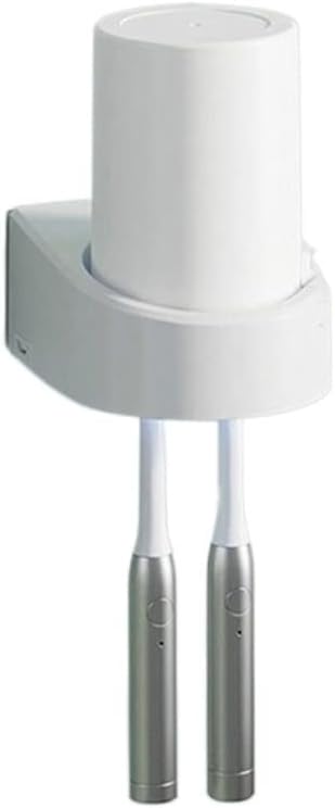 Toothbrush Rack Wall-Mounted Smart Toothbrush Holder No Punch Storage Rack 6 Toothbrush Slots, with Toothpaste Dispenser and Mouthwash Cup Bathroom Toothbrush Holder(B)