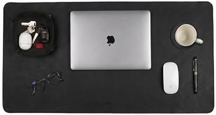 LEATHER VILLAGE Real Leather Desk Pad 3mm Thick Double Layer Desk Mat Black.
