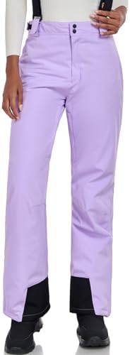 Women's Snow Ski Pants Insulated Winter Warm Outdoor Waterproof Snowboard Pants Bibs Detachable Suspender