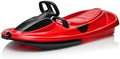 Snow Sled for Kids, Adults - Toboggan Sled, Easy Turning Steering Wheel, Anti-Slip Seat, Pull Up Brake, Durable Plastic Sled, Lightweight, Snow Sleds, Age 3+ 260 lbs