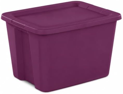 18 Gal Storage Bin with Snap-On Lid, Stackable Tote, Magenta
