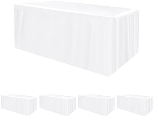 HolidayIdeas 4-Pack 8ft White Rectangle Craft Shows Fitted Tablecloth