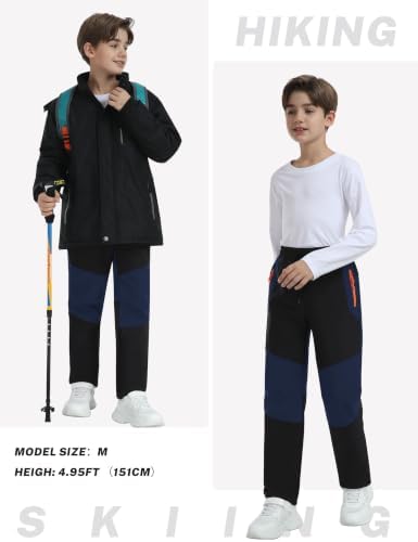 MoFiz Boys Snow Ski Pants Fleece Waterproof Winter Outdoor Hiking Pants