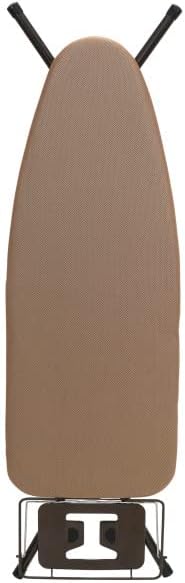 Household Essentials Mega Ironing Board, 4-Leg, Steel Top Pressing Station, Heat-Resistant Fiber Pad and Polyester Cover, Includes Sleeve Board and Iron Rest with Hanger Bar, Bronze Frame