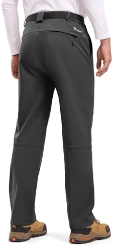 TBMPOY Men's Snow Ski Hiking Pants Waterproof Winter Fleece Lined Pants Camping Skiing Ice Fishing Pants with Belt