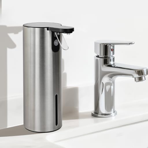 LAOPAO Electric Foaming Soap Dispenser, Rechargeable Touch Foam Hand Soap Dispenser for Bathroom, Stainless Steel Press Soap Pump for Kitchen, Water-Resistant, Xmas Gift