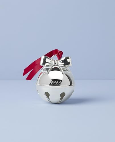 Lenox 897124 2025 Jingle Bell Silverplate Ornament, Christmas, Holiday Decorations