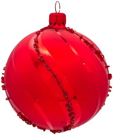 Luxury Handcrafted European Glass Christmas Ball Ornaments - Set of 6 - Classic Red - 8 cm - Mouth-Blown & Hand-Painted