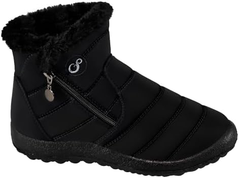 Alicegana Snow Boots for Women Winter: Warm Fur Lined Ankle Booties Comfortable Waterproof Slip On Lightweight Womens Boots