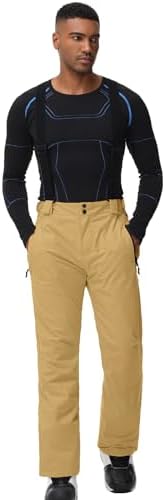 Men's Insulated Snow Pants Waterproof Ski Pant for Winter Hiking Bottom Leg Zipper Outdoor Pants Zipper Pockets