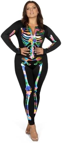 Tipsy Elves Sexy Halloween Skeleton Bodysuit for Women - One Piece Costume
