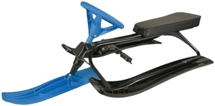 Snow Sled with Steering Wheel Brake Ski Slider Sledge Board Steel and pp Build for Control and Suitable for Kids and Adults Winter