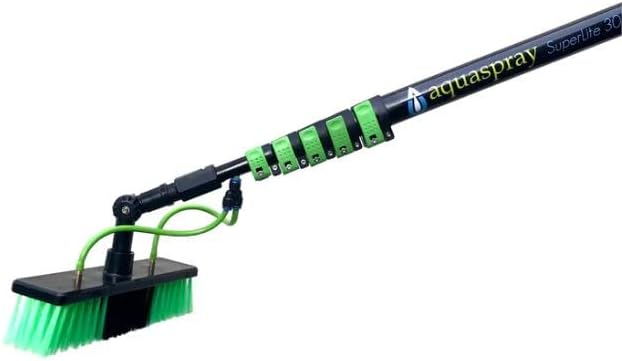 30 Feet Reach Solar Panel Cleaning Brush & Pole Water Fed Pole Kit, Window Cleaner Window Glass Solar Panel Cleaning System Washing Equipment Tool Solution Scrubber Brush & Hose Spray Washer