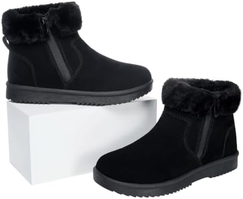 Hsyooes Snow Boots for Women Suede Leather Winter Boots Warm