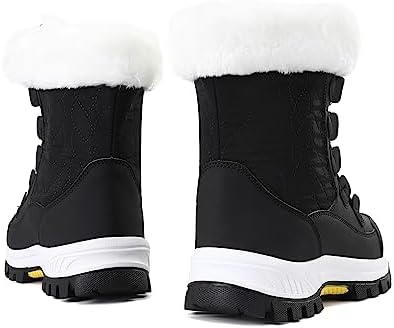COOJOY Womens Waterproof Winter Snow Boots Warm Shoes Furry Mid Calf Lightweight Walking Hiking Booties