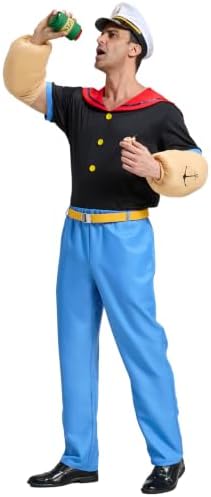 Cartoon Sailor Costume for Men, 7Pcs Deluxe Halloween Outfit Full Set