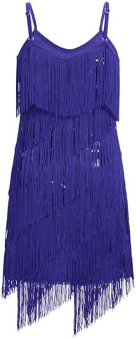 IDOPIP Kids Girls 1920s Flapper Dress Tassels Sequins Fringe Latin Dance Dress Gatsby Halloween Party Ballroom Dance Costumes