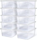 HOMZ Clear Plastic Storage Bins w/Snaplock Lids, 6 Qt, White, 10 Pack