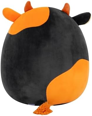 Squishmallows Original 14in Jefferson the Black and Orange Cow with Pumpkin Embroidery – Official Jazwares Halloween Plush (Large)