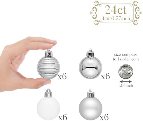 Valery Madelyn Small Christmas Tree Decorations Ball Ornaments 24ct 1.57"