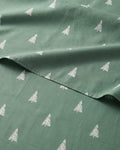 Christmas Sheet Set, Sage Pine Trees, Holiday Xmas Bedding Set - Queen Size