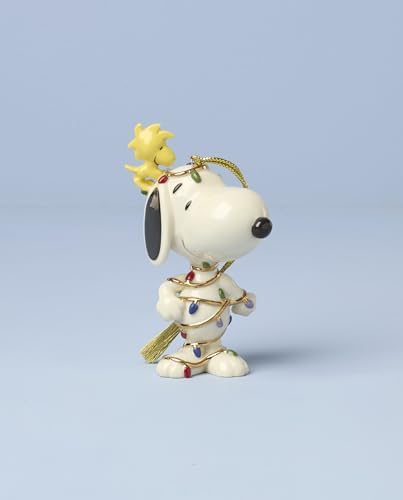 Lenox Snoopy Tangled in Lights Ornament