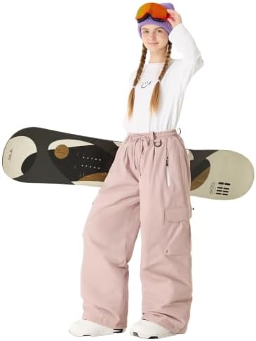 GSOU SNOW Kids Snow Pants Girls Boys Baggy Snowboard Pants Insulated