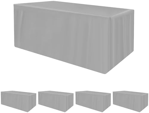 HolidayIdeas 4-Pack 6ft Silver Grey Rectangle Craft Shows Fitted Tablecloth