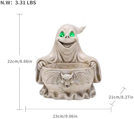 Halloween Candy Bowl, Halloween Party Ghost Statue with LED Lights