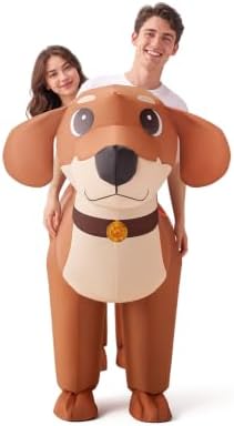 Spooktacular Creations Inflatable Dachshund Costume for Couple, Adults Dachshund Blow Up Costume Adults Inflatable Suit for Halloween Cosplay Themed Parties